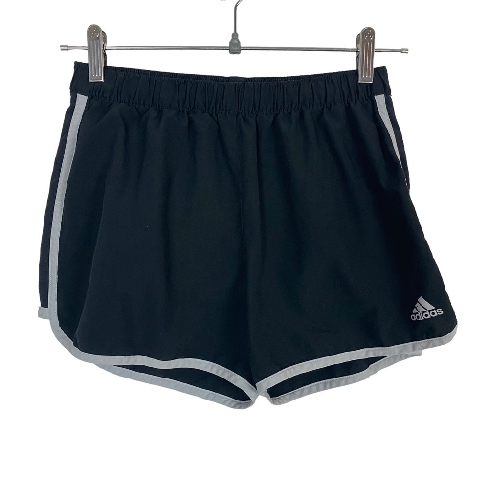 Adidas Black & White Stripe Marathon 10” Lined Athletic Shorts
